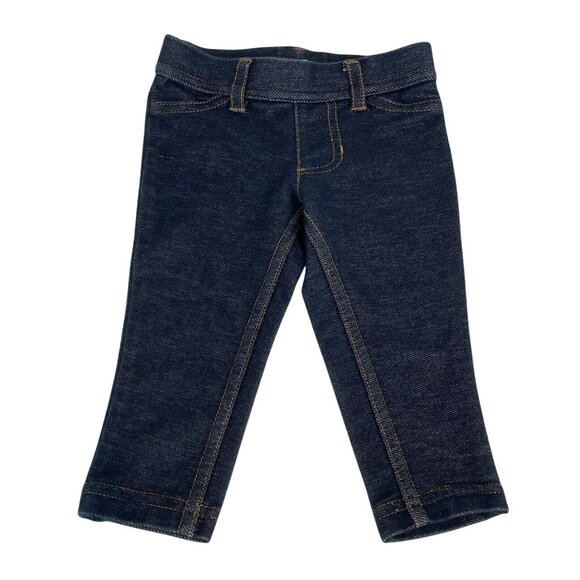 Carters Baby Girl Jeggings 6M Dark Blue Pull-On Denim Look Pants Stretchy Comfor - Picture 1 of 7